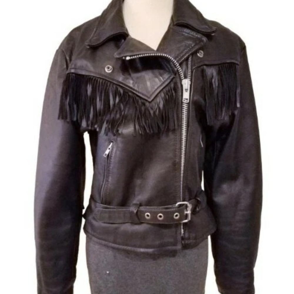 Black Fringe Leather Jacket